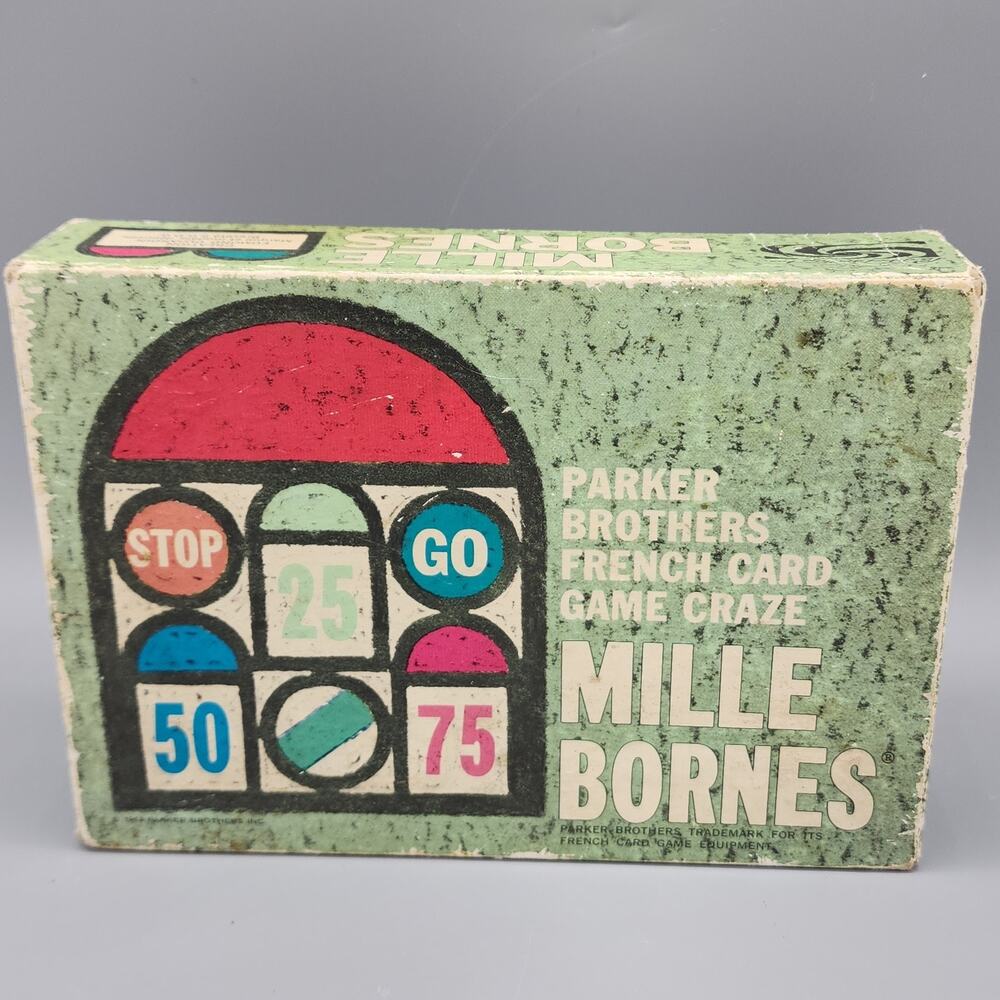 Vintage 1962 Parker Brothers Mille Bornes French Card Game Travel - Complete